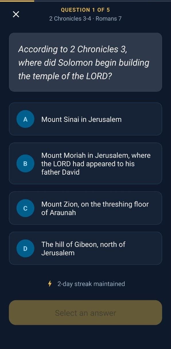 Phone showing the daily Sabbath School lesson quiz